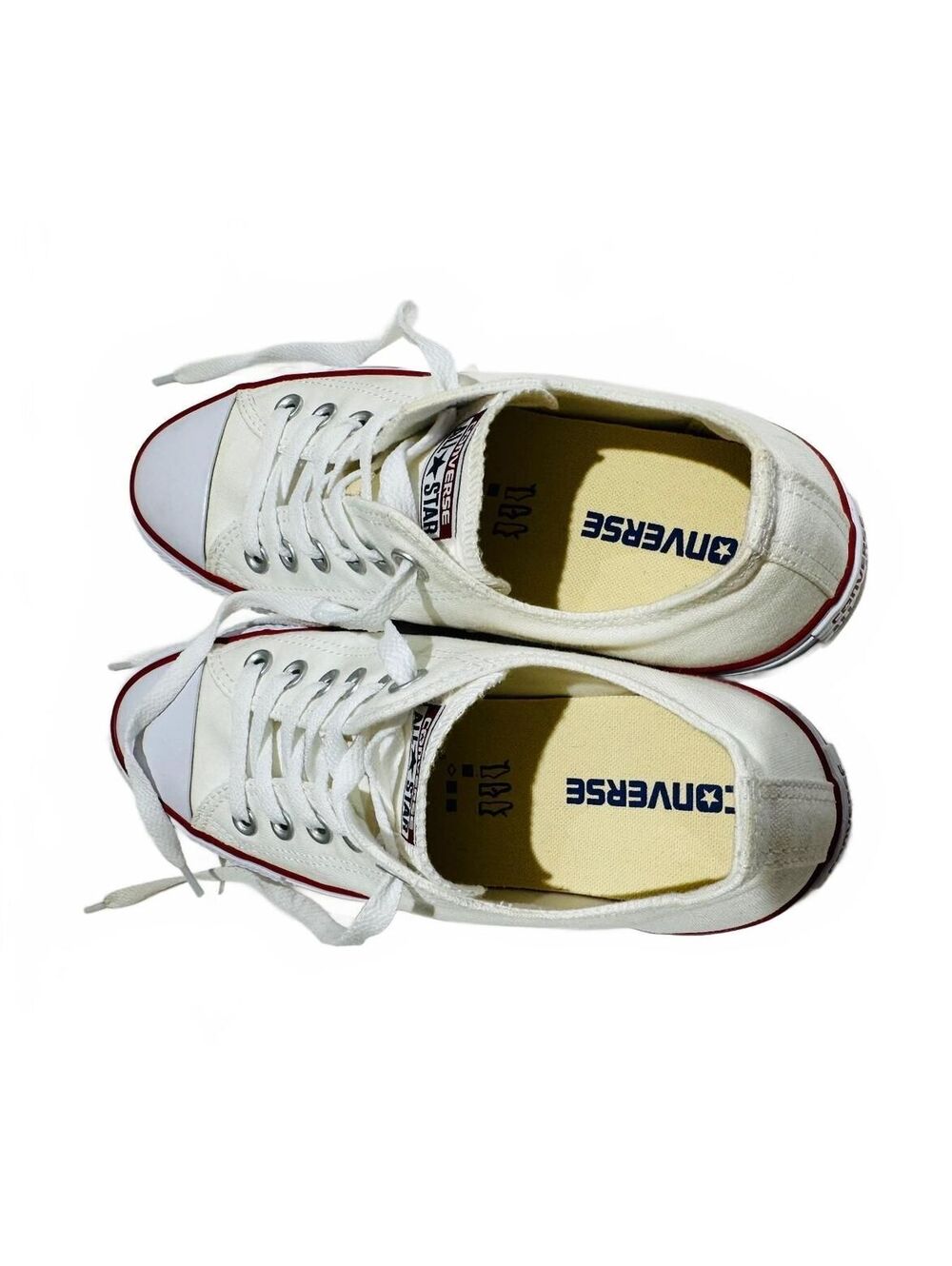 Converse Chuck Taylor All Star Low Top Sneakers White Red Woman's Size 8 - Picture 8 of 11